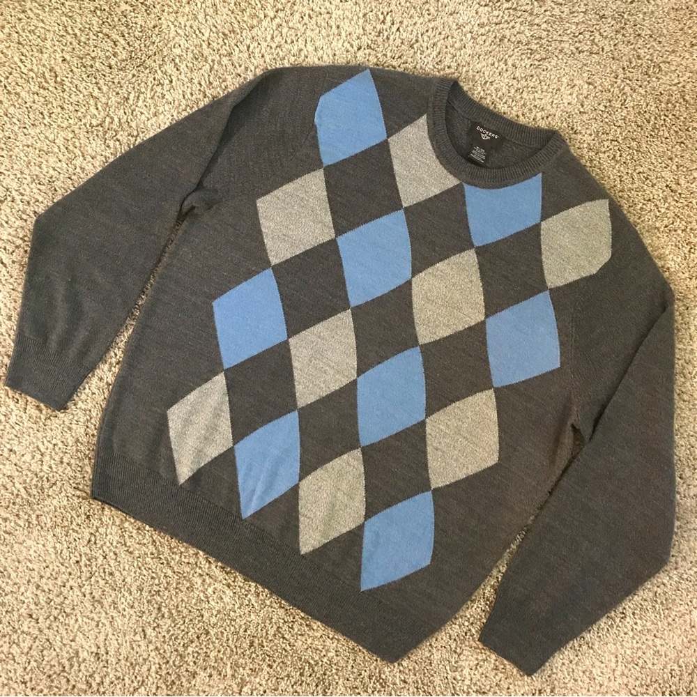 Like New Dockers Argyle Acrylic Pullover Sweater, Size Large